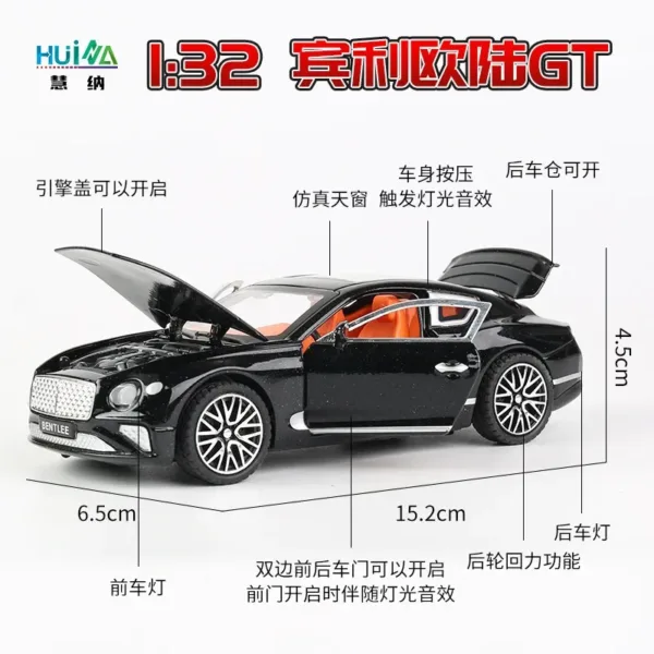 1:32 Bentley Continental GT Diecast Model Car - Image 2