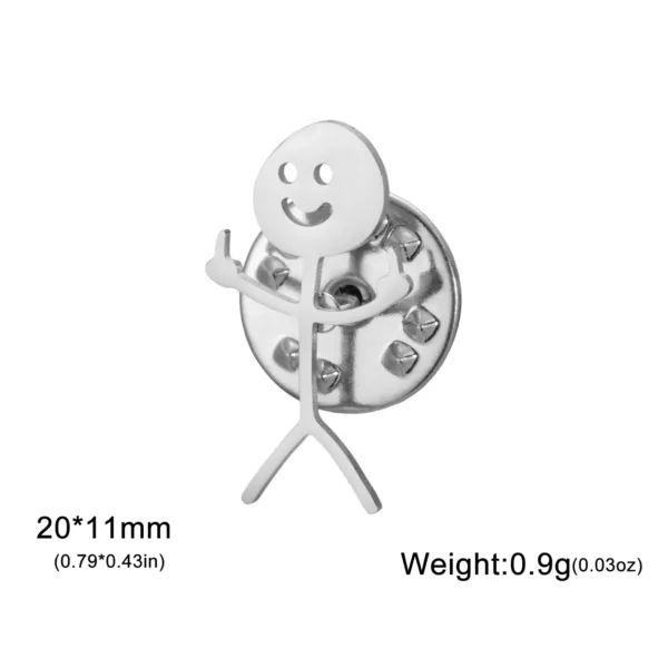 Middle Finger Stickman Stainless Steel Brooch - Image 6