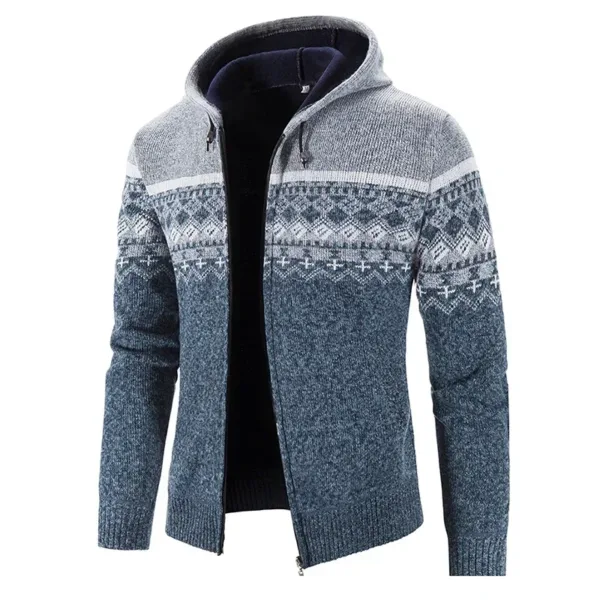 Men's Winter Hooded Zipper Jacket Sweater - Image 3