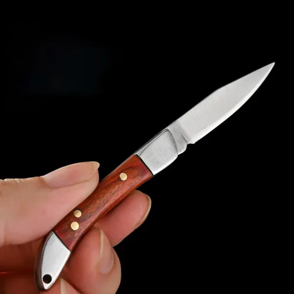 Compact Portable Folding Knife with Wood Handle - Image 4