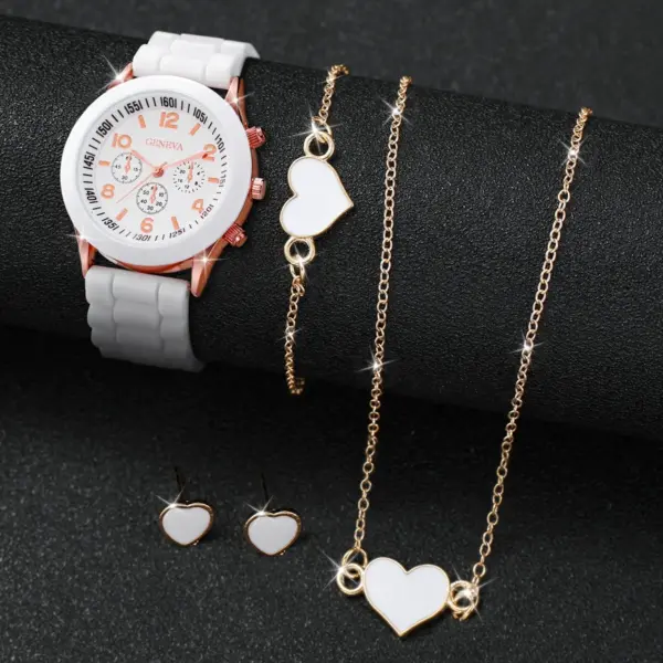 4pcs Women Quartz Watch and Jewelry Set - Image 4