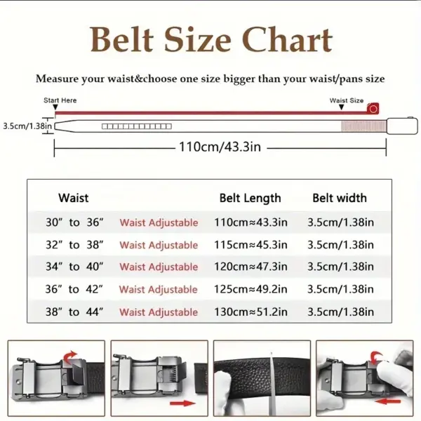 Men's Genuine Leather Automatic Buckle Belt - Image 2
