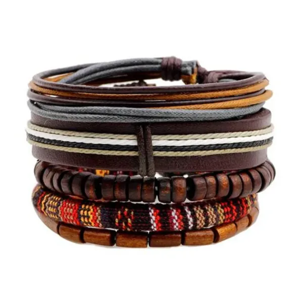 Multilayer Leather Charm Bracelets Set of 4 - Image 6