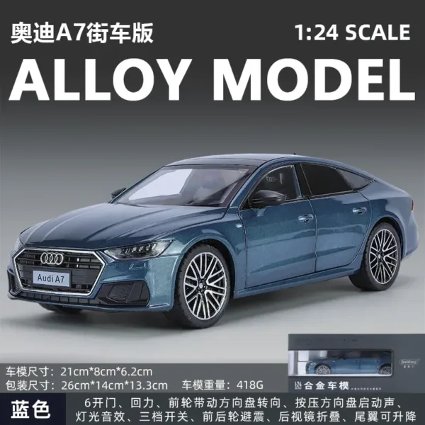 1:24 Audi A7 Diecast Model Car with Lights - Image 8