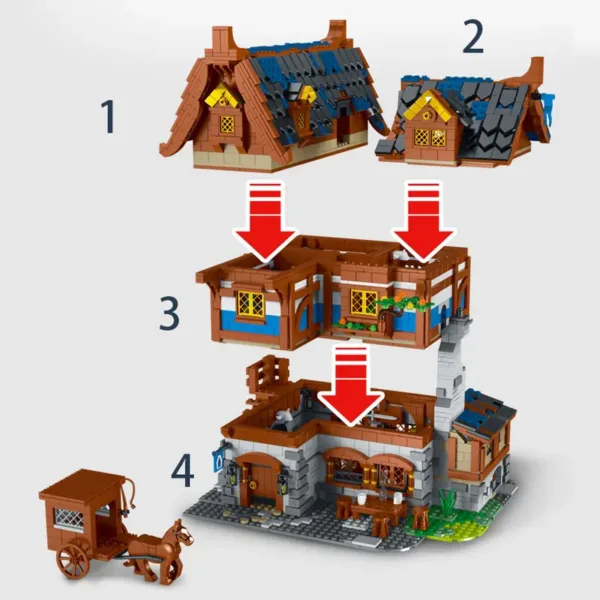 Medieval Tavern Building Blocks Model Set 3451PCS - Image 4