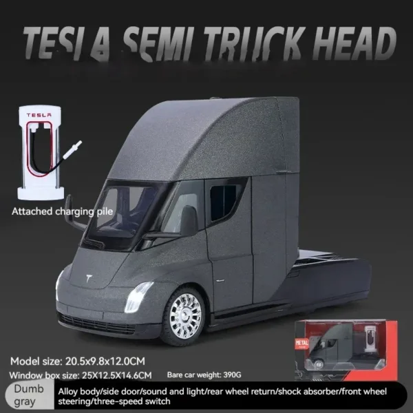 1:24 Tesla Semi Alloy Model Truck with Lights - Image 7