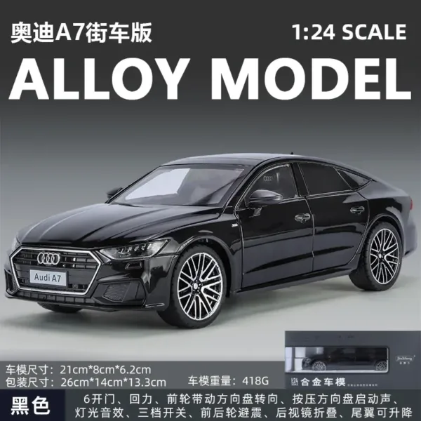 1:24 Audi A7 Diecast Model Car with Lights - Image 10