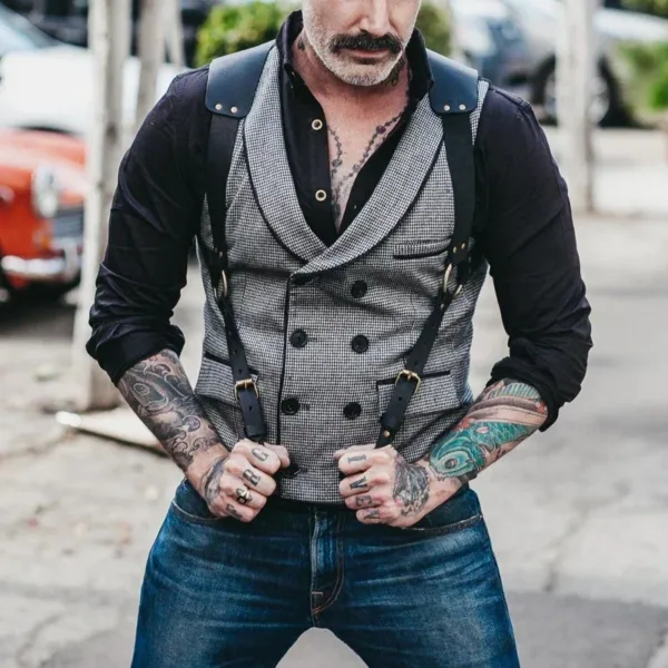 Men's Double Breasted V-neck Wedding Vest - Image 2