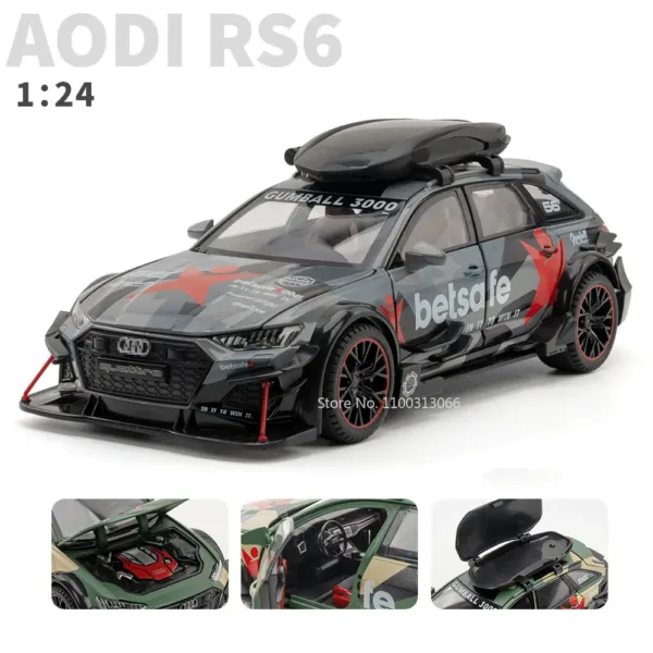 1/24 Audi RS6 Diecast Toy Car Model - Image 4