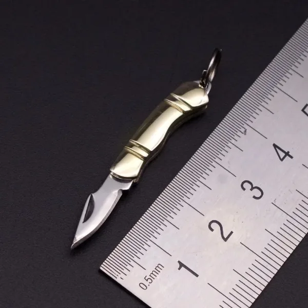 Mini Brass Folding Knife with Shell Handle - Image 26