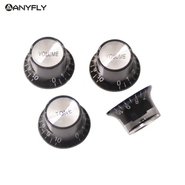 4Pcs Black Aluminium Control Knobs for Guitar