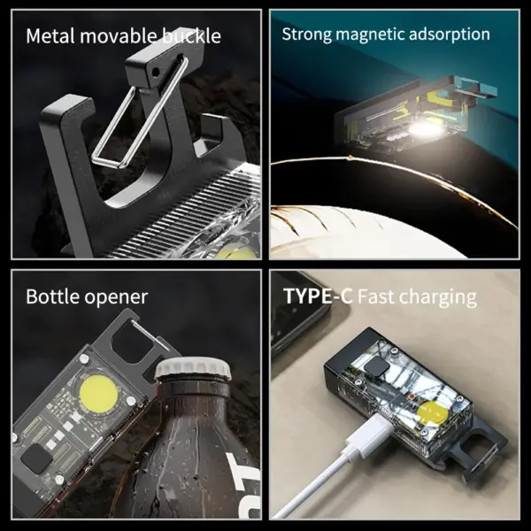 Portable Solar LED Flashlight Keychain Torch - Image 2