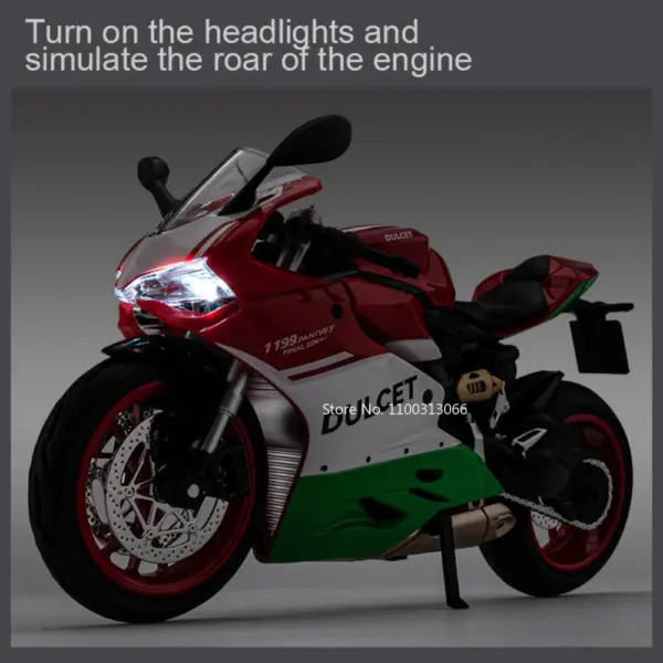 1:12 Scale Ducati 1199 Motorcycle Model Toy - Image 5