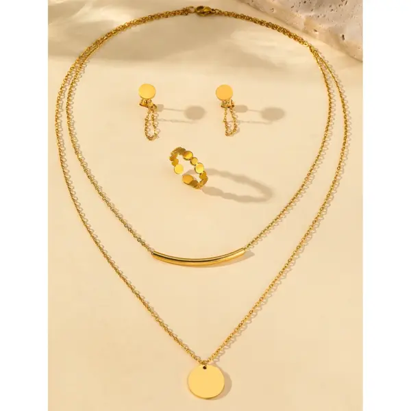 Stainless Steel Double Layer Jewelry Set - Image 5