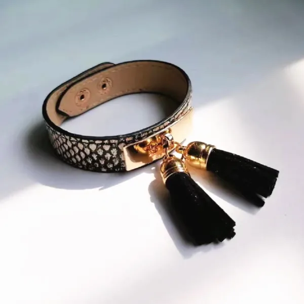 Neon Geometric Leather Wrap Bracelet for Women - Image 11