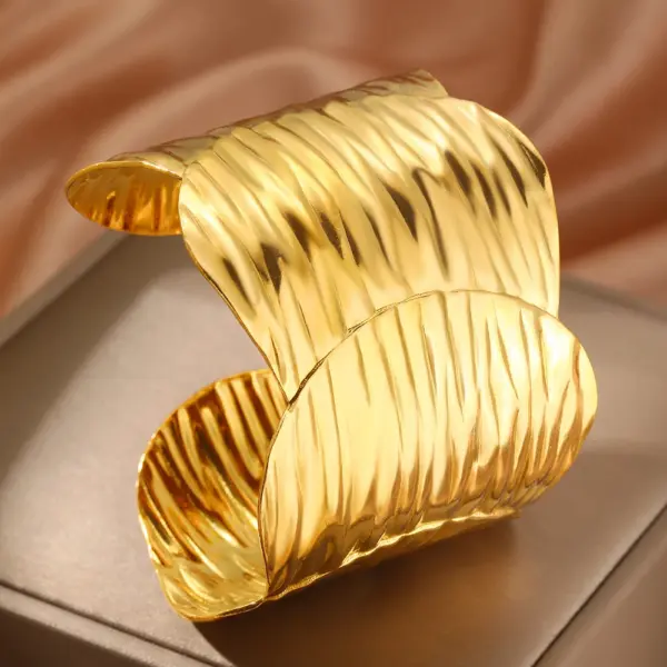 Gold Flower Hollow Cuff Bracelet for Women - Image 3