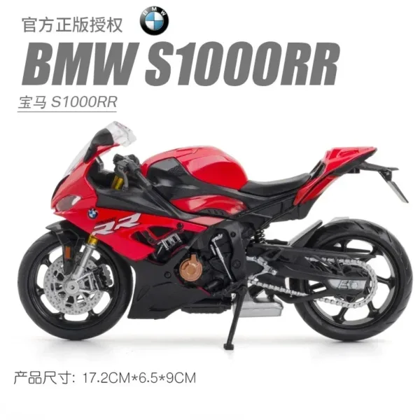 1:12 Scale BMW S1000RR Metal Toy Motorcycle - Image 5