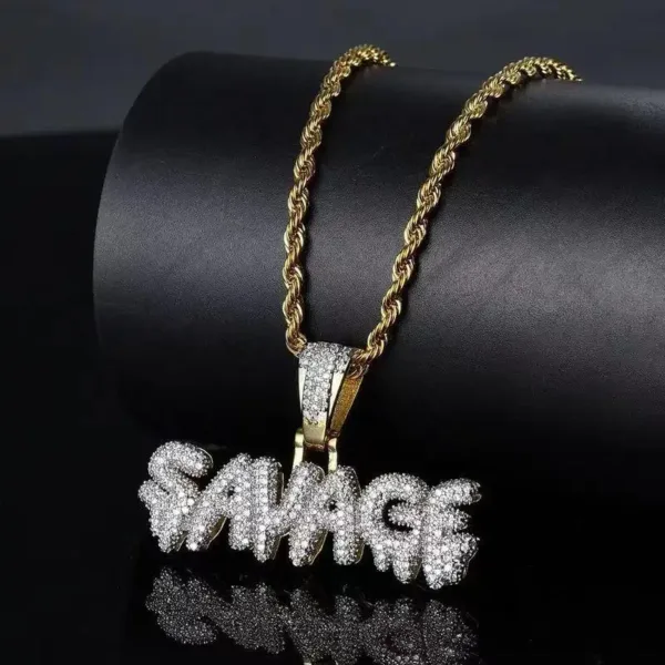 Iced Out Letter Pendant Necklace for Men - Image 4