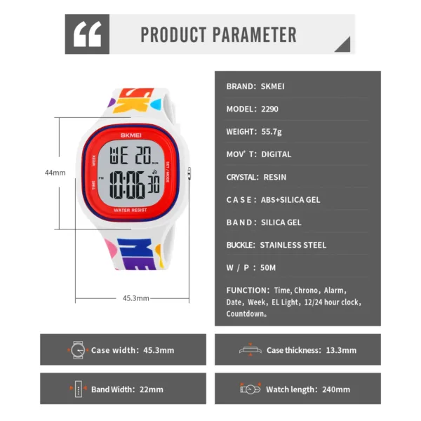 Youth Digital Sports Watch with 5Bar Waterproof - Image 6