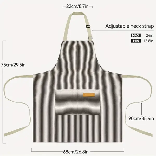 Adjustable Black and White Striped Apron - Image 2
