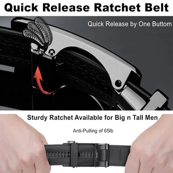 Men's Adjustable Leather Ratchet Belt - Image 5