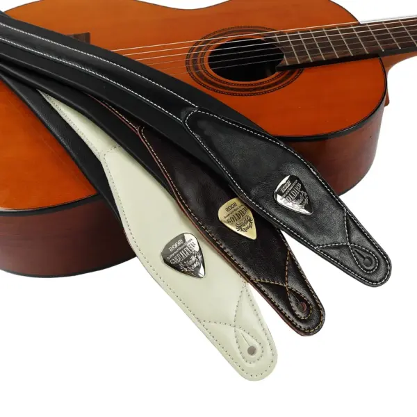 Adjustable Leather Padded Guitar Strap 7cm Wide - Image 2