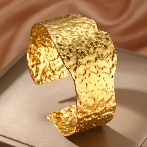 Gold Flower Hollow Cuff Bracelet for Women - Image 6