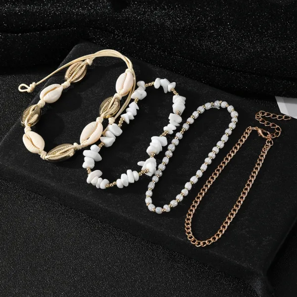 Summer Beach Stone Chain Anklet Set - Image 5