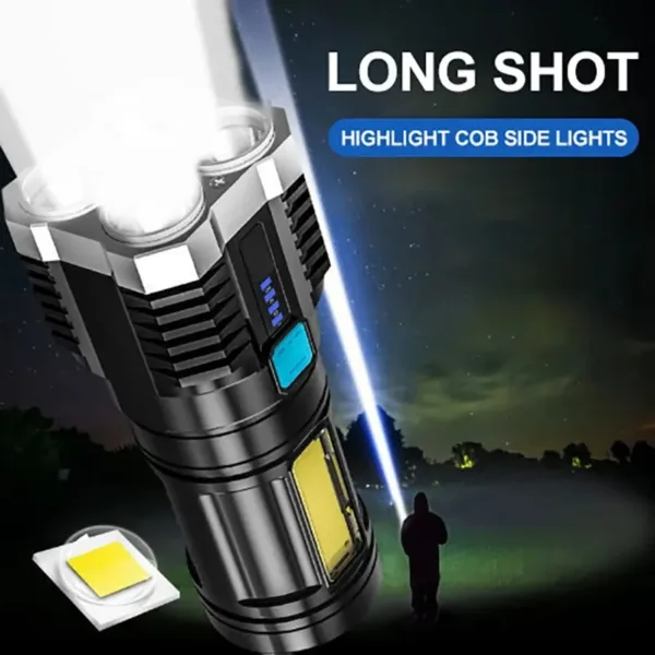 High Power LED Rechargeable Flashlight with COB - Image 3