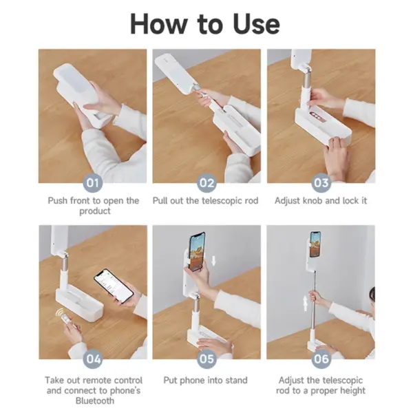 Portable Selfie Stand with LED Light and Remote - Image 4