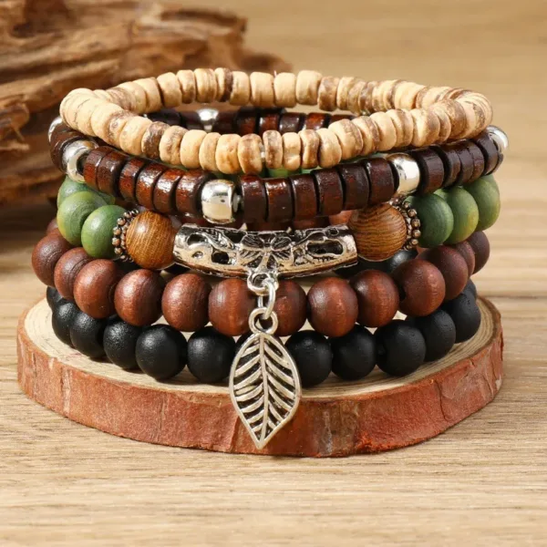 Men's Leather Wrap Bracelets Set, Adjustable - Image 19