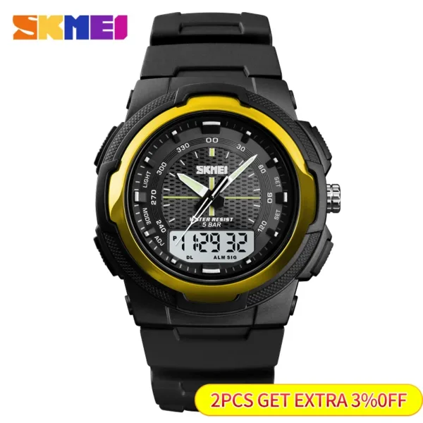 Men's Waterproof Sports Watch with Dual Time Display - Image 2