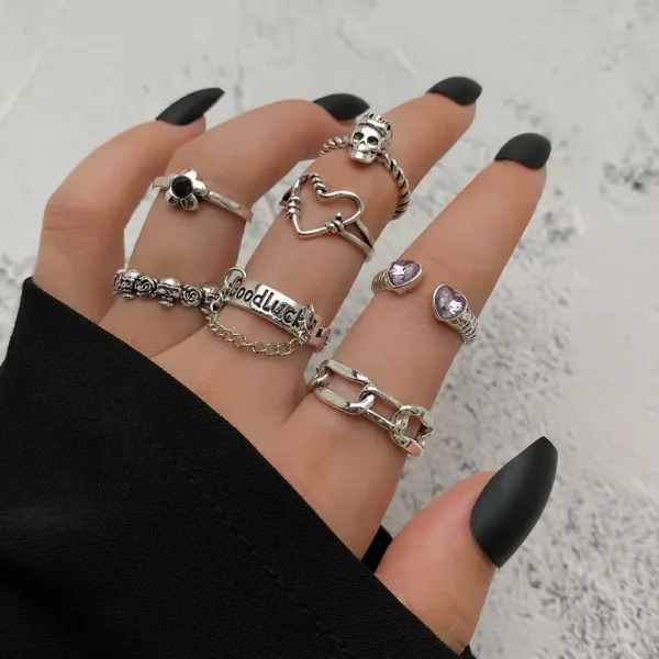 Skull Rings Set Vintage Gothic for Women - Image 2