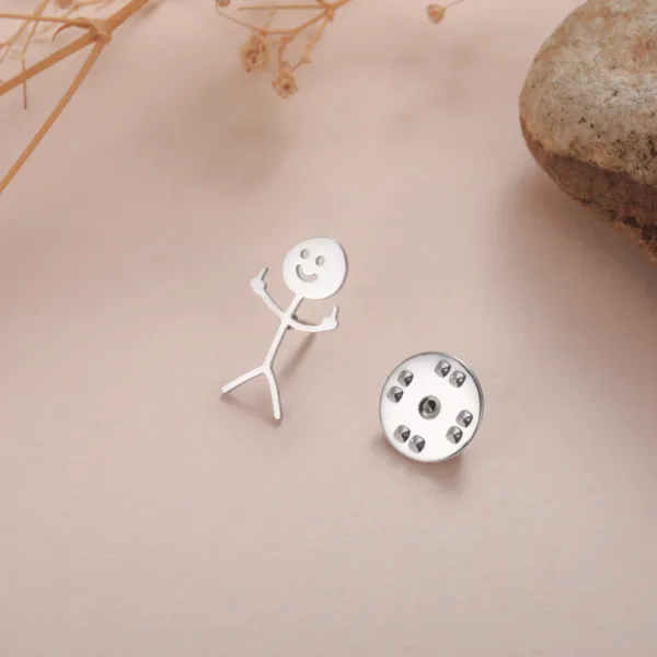 Middle Finger Stickman Stainless Steel Brooch - Image 4