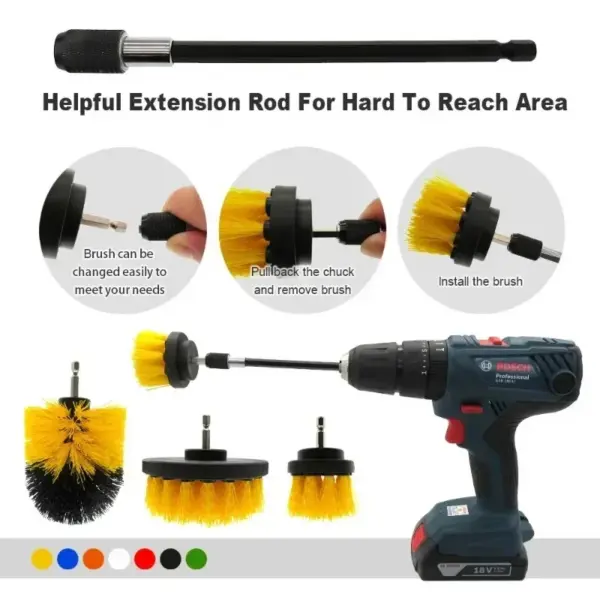 Electric Drill Brush Cleaning Kit for Various Surfaces - Image 2