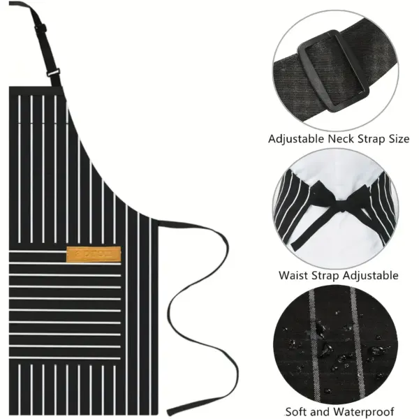 Adjustable Black and White Striped Apron - Image 3