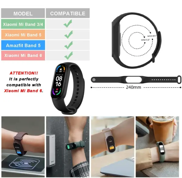 Silicone Wristband for Xiaomi Mi Band 3-6 - Image 5