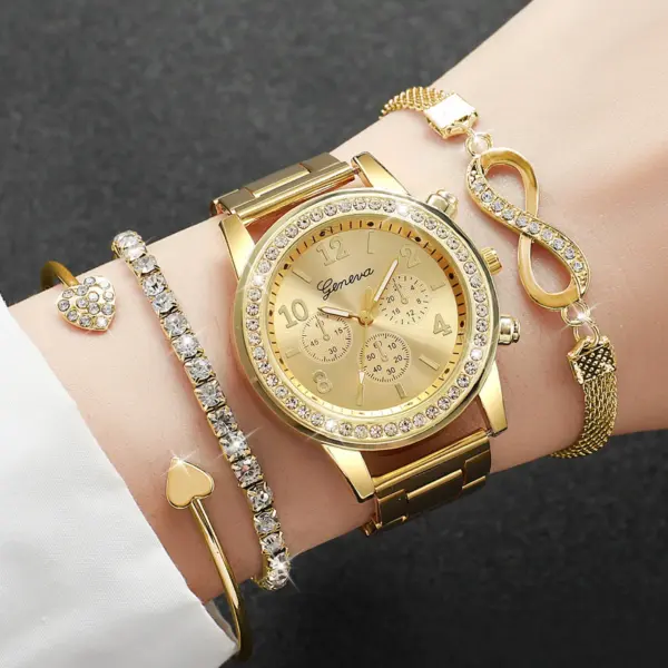 4PCS Women's Quartz Watch and Bracelet Set - Image 3