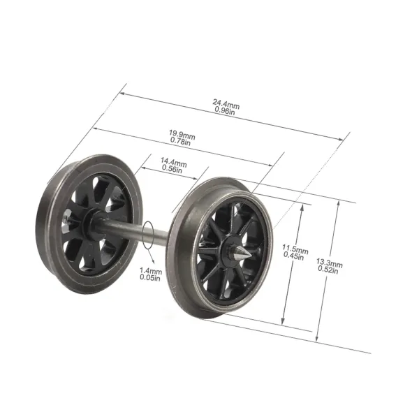 12 Metal Spoked Wheels for HO Scale Trains - Image 3