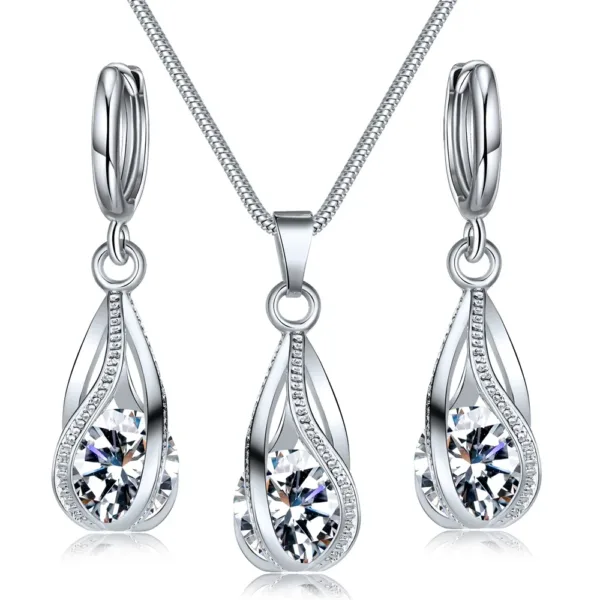 Elegant Silver Necklace and Earrings Set - Image 7