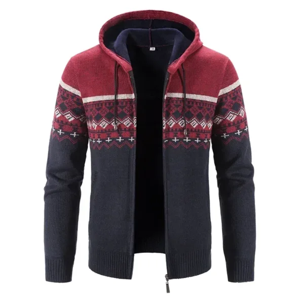 Men's Winter Hooded Zipper Jacket Sweater - Image 9