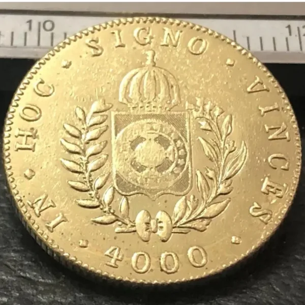 1833-R Brazil 4000 Reis Gold Plated Coin - Image 2