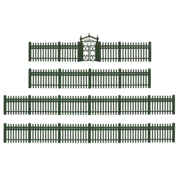 HO Scale Green Model Fences with Gates - Image 6