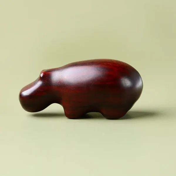 Wooden Mini Hippo Sculpture for Home Decor - Image 6