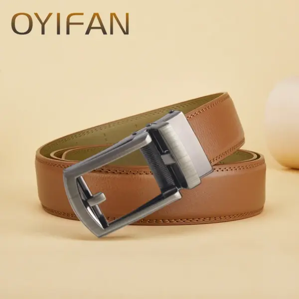 Luxury Men's Genuine Leather Belt Orange - Image 5