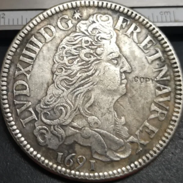 Louis XIV Silver Plated Copy Coin 1690 - Image 2