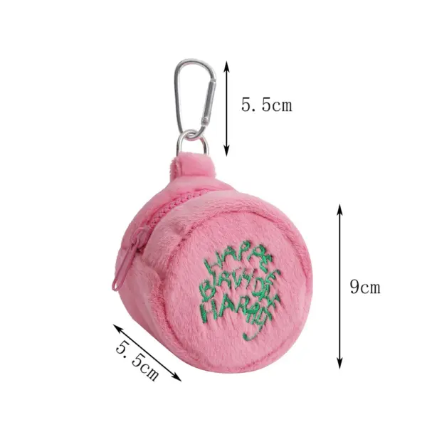 Kawaii Pink Plush Birthday Cake Pouch - Image 6