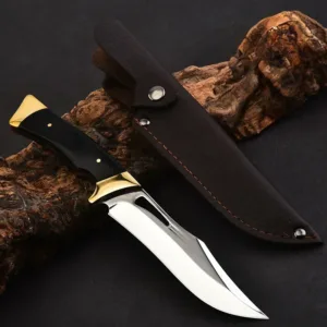 Stainless Steel Outdoor Knife with Leather Sheath