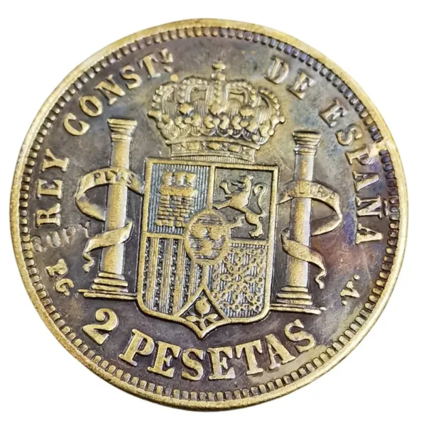 1894 Spain 2 Pesetas Replica Coin - Image 2