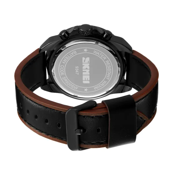 Men's Leather Strap Quartz Stopwatch Watch - Image 6